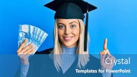  Presentation with chilean - Audience pleasing PPT layouts consisting of beautiful-blonde-woman-wearing-graduation backdrop and a teal colored foreground