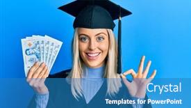  Presentation with graduation - Cool new theme with beautiful-blonde-woman-wearing-graduation backdrop and a teal colored foreground