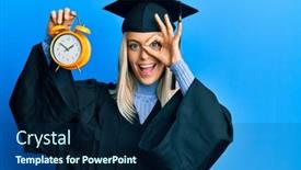  Presentation with ceremony - Audience pleasing slide set consisting of beautiful-blonde-woman-wearing-graduation backdrop and a navy blue colored foreground