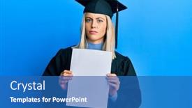  Presentation with graduation - Slide set enhanced with beautiful-blonde-woman-wearing-graduation background and a teal colored foreground