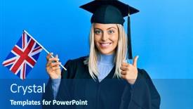  Presentation with graduation - Presentation featuring beautiful-blonde-woman-wearing-graduation background and a ocean colored foreground