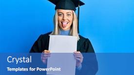  Presentation with graduation black graduate hat - Cool new presentation design with beautiful-blonde-woman-wearing-graduation backdrop and a teal colored foreground