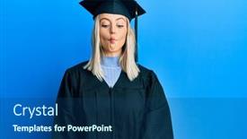  Presentation with ceremony - Presentation theme featuring beautiful-blonde-woman-wearing-graduation background and a ocean colored foreground