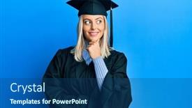  Presentation with ceremony - Cool new theme with beautiful-blonde-woman-wearing-graduation backdrop and a ocean colored foreground
