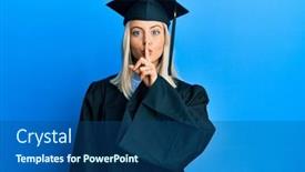  Presentation with graduation - Amazing slide deck having beautiful-blonde-woman-wearing-graduation backdrop and a ocean colored foreground