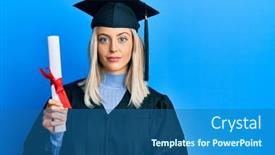  Presentation with graduation - Audience pleasing PPT layouts consisting of beautiful-blonde-woman-wearing-graduation backdrop and a ocean colored foreground