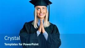  Presentation with praying hands - Colorful PPT theme enhanced with beautiful-blonde-woman-wearing-graduation backdrop and a ocean colored foreground