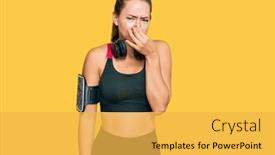  Presentation with breath - Presentation theme having beautiful-blonde-woman-wearing-gym background and a yellow colored foreground