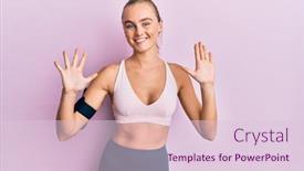  Presentation with sportswear - Cool new PPT layouts with beautiful-blonde-woman-wearing-sportswear backdrop and a lemonade colored foreground