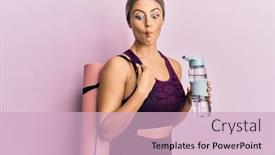  Presentation with water bottle - Amazing slide deck having beautiful-blonde-woman-wearing-sportswear backdrop and a lemonade colored foreground