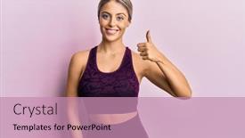  Presentation with sportswear - Cool new presentation with beautiful-blonde-woman-wearing-sportswear backdrop and a coral colored foreground