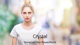  Presentation with simple minimalist white - PPT layouts consisting of beautiful blonde woman wearing white background and a  colored foreground