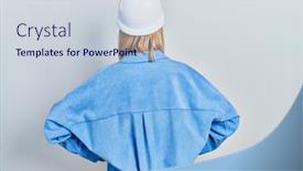  Presentation with woman body - Colorful slide set enhanced with beautiful-blonde-woman-wearing-wool backdrop and a lemonade colored foreground