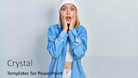  Presentation with wool - Slides with beautiful-blonde-woman-wearing-wool background and a light blue colored foreground