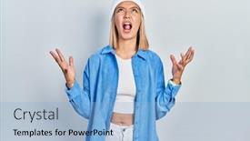  Presentation with wool - PPT theme with beautiful-blonde-woman-wearing-wool background and a  colored foreground