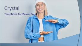  Presentation with wool - Slides featuring beautiful-blonde-woman-wearing-wool background and a  colored foreground