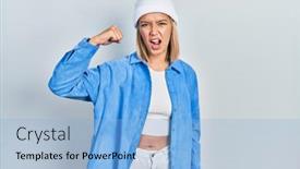  Presentation with wool - Presentation enhanced with beautiful-blonde-woman-wearing-wool background and a light blue colored foreground