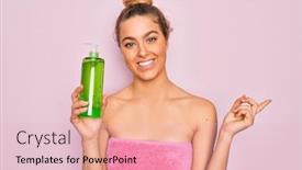  Presentation with aloe vera gel - Beautiful slide deck featuring beautiful-blonde-woman-with-blue backdrop and a lemonade colored foreground