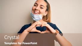  Presentation with heart medical - Theme having beautiful-blonde-woman-with-blue background and a coral colored foreground