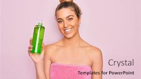  Presentation with aloe vera gel - Slide set enhanced with beautiful-blonde-woman-with-blue background and a lemonade colored foreground