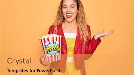  Presentation with blue eyes - Slides consisting of beautiful-blonde-woman-with-blue background and a yellow colored foreground