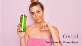  Presentation with aloe vera gel - Slide set with beautiful-blonde-woman-with-blue background and a lemonade colored foreground