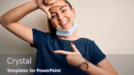  Presentation with blue eyes - PPT theme enhanced with beautiful-blonde-woman-with-blue background and a navy blue colored foreground