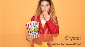  Presentation with salty - PPT theme featuring beautiful-blonde-woman-with-blue background and a yellow colored foreground