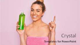  Presentation with aloe vera gel - Presentation theme consisting of beautiful-blonde-woman-with-blue background and a lemonade colored foreground