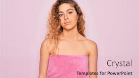  Presentation with pink simple - Presentation theme having beautiful-blonde-woman-with-blue background and a lemonade colored foreground