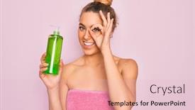  Presentation with aloe vera gel - Amazing presentation theme having beautiful-blonde-woman-with-blue backdrop and a lemonade colored foreground