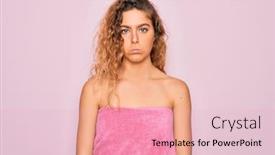  Presentation with blue pink - Slide deck featuring beautiful-blonde-woman-with-blue background and a lemonade colored foreground