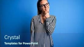  Presentation with blue eyes technology eye scan - PPT theme consisting of beautiful-blonde-woman-with-blue background and a ocean colored foreground