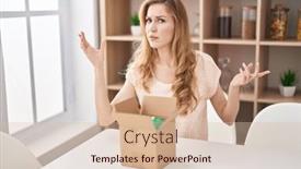  Presentation with cardboard - Theme with beautiful-blonde-woman-with-cardboard background and a lemonade colored foreground