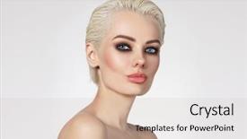  Presentation with copy space leadership - Beautiful PPT theme featuring hair cosmetology - young beautiful blonde woman backdrop and a lemonade colored foreground