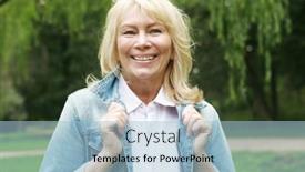  Presentation with pensioner - Theme enhanced with beautiful-blonde-woman background and a light blue colored foreground