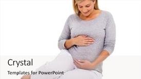  Presentation with beautiful young woman getting face - Slide deck featuring beautiful blonde young pregnant woman background and a lemonade colored foreground