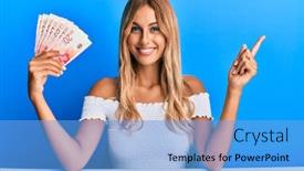  Presentation with israel - Amazing presentation design having beautiful-blonde-young-woman-holding backdrop and a light blue colored foreground