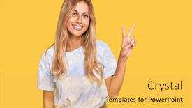  Presentation with tie dye - Presentation theme consisting of beautiful-blonde-young-woman-wearing background and a yellow colored foreground