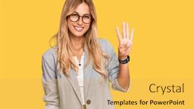  Presentation with number - Amazing PPT theme having beautiful-blonde-young-woman-wearing backdrop and a yellow colored foreground