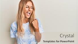  Presentation with tshirt - Cool new presentation theme with beautiful-blonde-young-woman-wearing backdrop and a soft green colored foreground