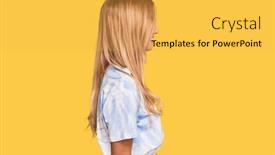  Presentation with tie dye - Presentation design enhanced with beautiful-blonde-young-woman-wearing background and a yellow colored foreground