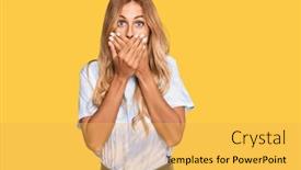  Presentation with tie dye - Beautiful PPT layouts featuring beautiful-blonde-young-woman-wearing backdrop and a yellow colored foreground