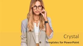  Presentation with lips mouth - Colorful slide set enhanced with beautiful-blonde-young-woman-wearing backdrop and a yellow colored foreground