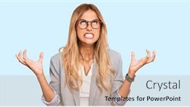  Presentation with yelling - Amazing slide set having beautiful-blonde-young-woman-wearing backdrop and a coral colored foreground