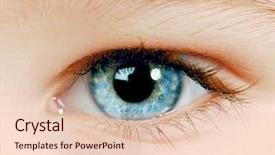  Presentation with eye - PPT layouts featuring beautiful blue baby eyes macro background and a lemonade colored foreground