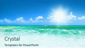  Presentation with clean water - PPT theme with beautiful blue beach panoramic sea background and a cool aqua colored foreground