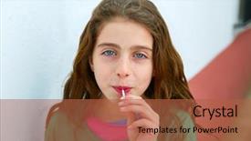  Presentation with lollipop - Presentation design featuring school sucks - beautiful blue eyes kid girl background and a red colored foreground