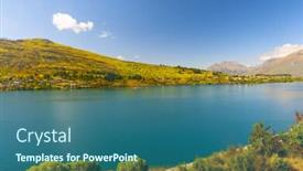  Presentation with new zealand - Presentation design with beautiful-blue-lake-wakatipu-near background and a ocean colored foreground