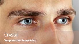  Presentation with blue eyes - Presentation consisting of beautiful blue man eyes close background and a coral colored foreground